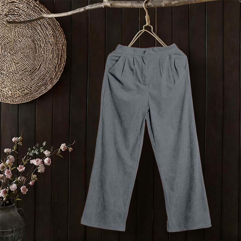 Buddha Stones Casual Corduroy Straight-leg Women's Pants With Pockets - image 45