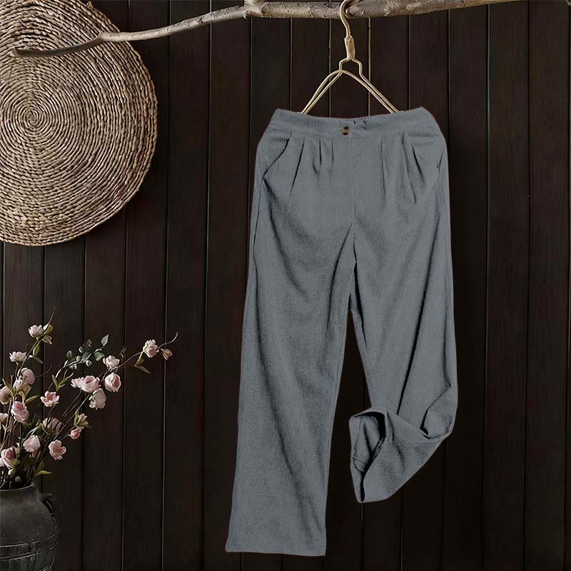 Buddha Stones Casual Corduroy Straight-leg Women's Pants With Pockets - image 47