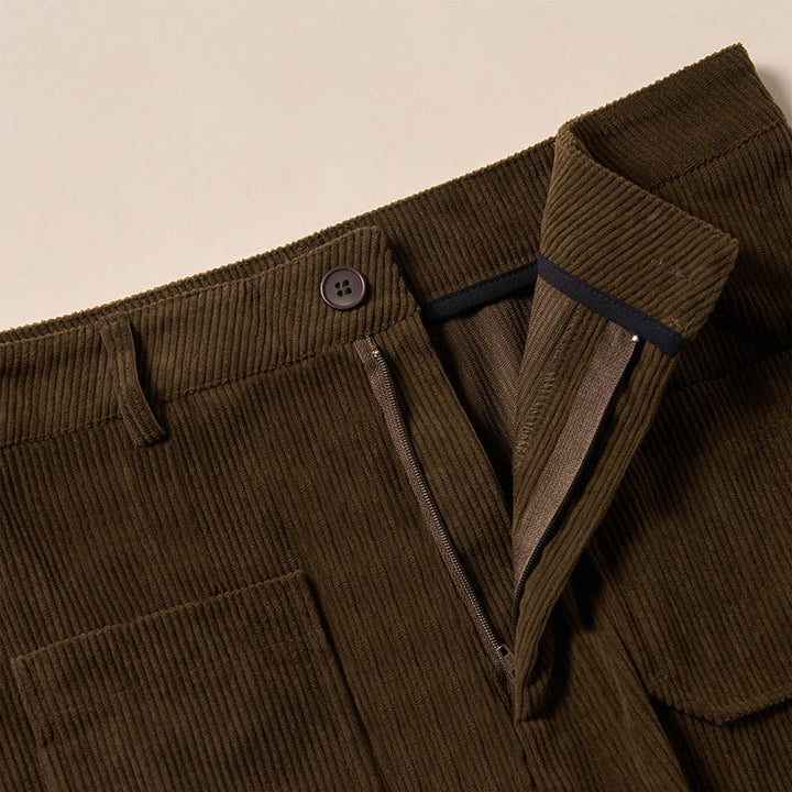 Buddha Stones Plain Corduroy Polyester Women's Buttons Wide Leg Pants With Pockets - image 7