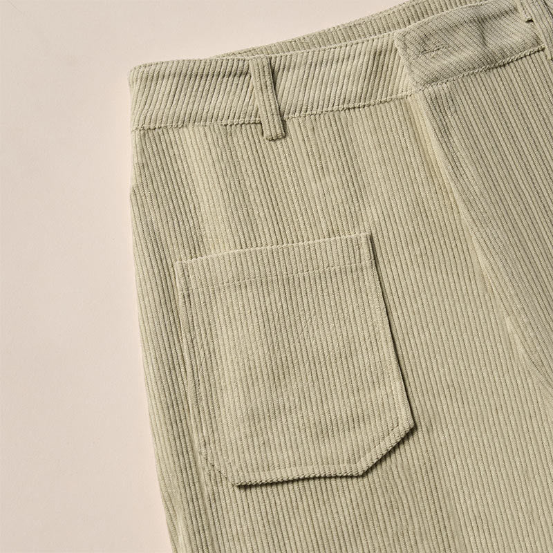 Buddha Stones Plain Corduroy Polyester Women's Buttons Wide Leg Pants With Pockets - image 11