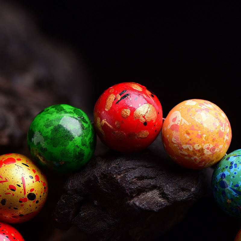 Buddha Stones Multicolored Lacquer Craft Sandalwood Single Wrap Beaded Protection Bracelet - image 3