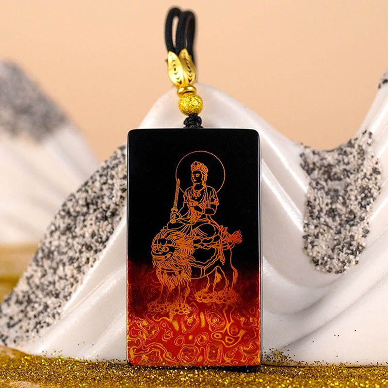 Buddha Stones Chinese Zodiac Natal Buddha Fu Character Lacquer Craft Sandalwood Pendant Necklace - image 12