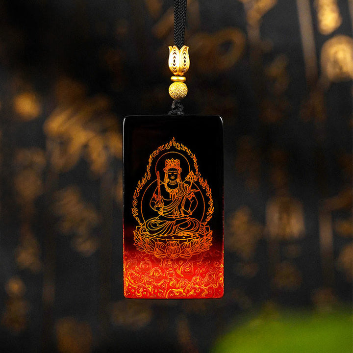 Buddha Stones Chinese Zodiac Natal Buddha Fu Character Lacquer Craft Sandalwood Pendant Necklace - Ox/Tiger-Void Bodhisattva - image 8