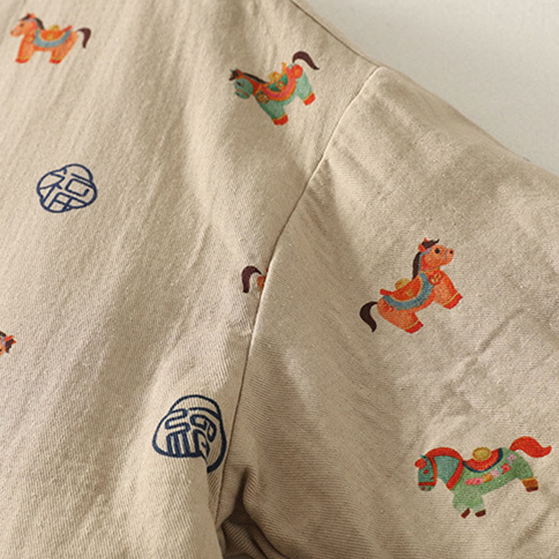 Buddha Stones Horse Fu Character Pattern Frog-Button Design Women's Cotton Long Sleeve Thickened Jacket - image 11