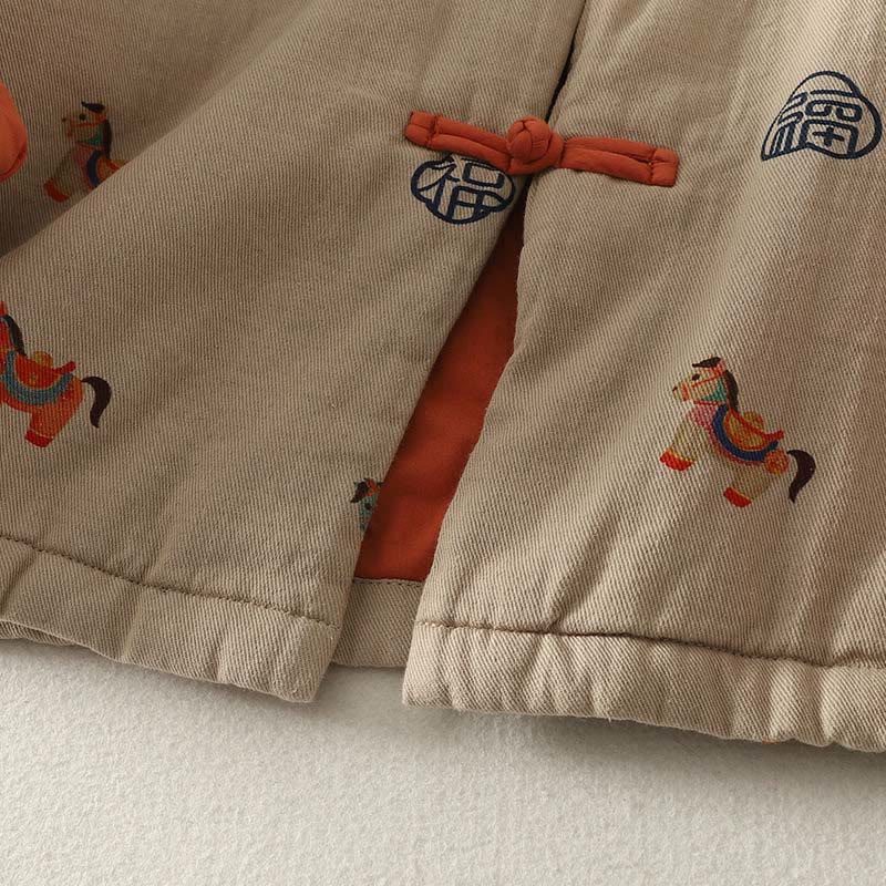 Buddha Stones Horse Fu Character Pattern Frog-Button Design Women's Cotton Long Sleeve Thickened Jacket - image 17