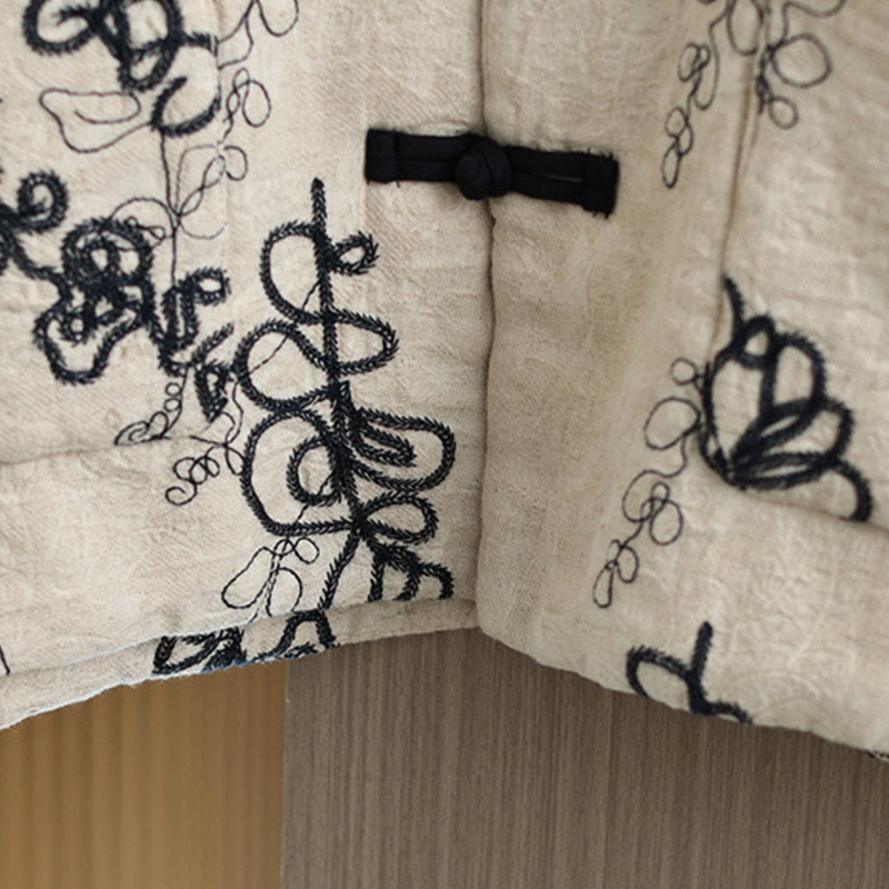 Buddha Stones Women's Winter Long Sleeve Stand Collar Frog-buttons Cotton-padded Jacket With Pockets - image 25