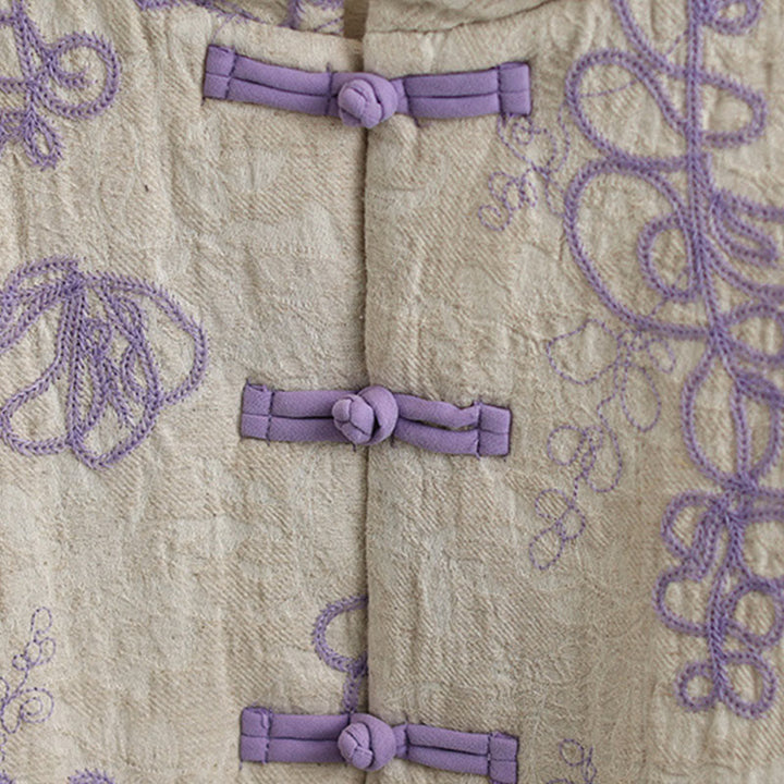 Buddha Stones Women's Winter Long Sleeve Stand Collar Frog-buttons Cotton-padded Jacket With Pockets - image 12