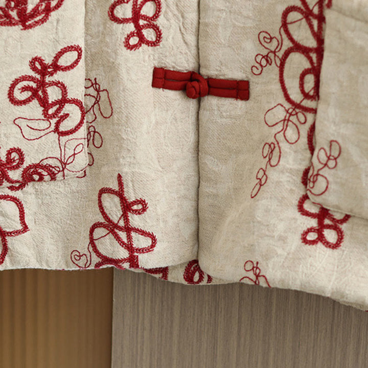 Buddha Stones Women's Winter Long Sleeve Stand Collar Frog-buttons Cotton-padded Jacket With Pockets - image 5