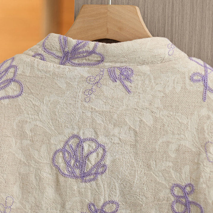 Buddha Stones Women's Winter Long Sleeve Stand Collar Frog-buttons Cotton-padded Jacket With Pockets - image 10