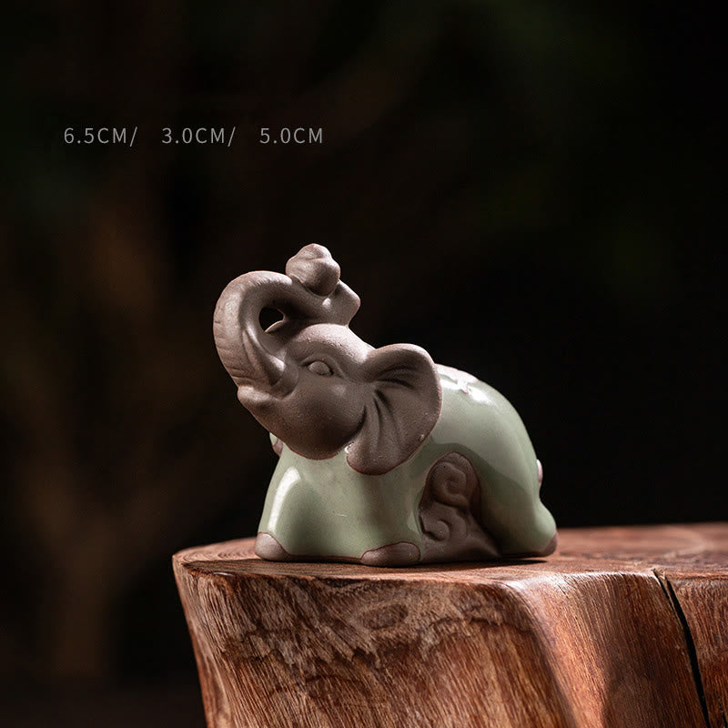Buddha Stones Small Elephant Statue Ceramic Strength Home Desk Decoration 6.5*3*5cm - Elephant 6.5*3*5cm - image 0