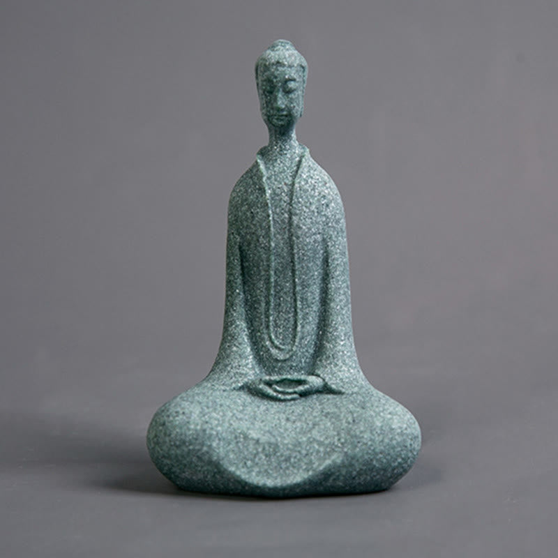 Buddha Stones Meditation Buddha Statue Sandstone Home Figure Desk Decoration 6*4.5*9.5cm - Buddha 6*4.5*9.5cm - image 0