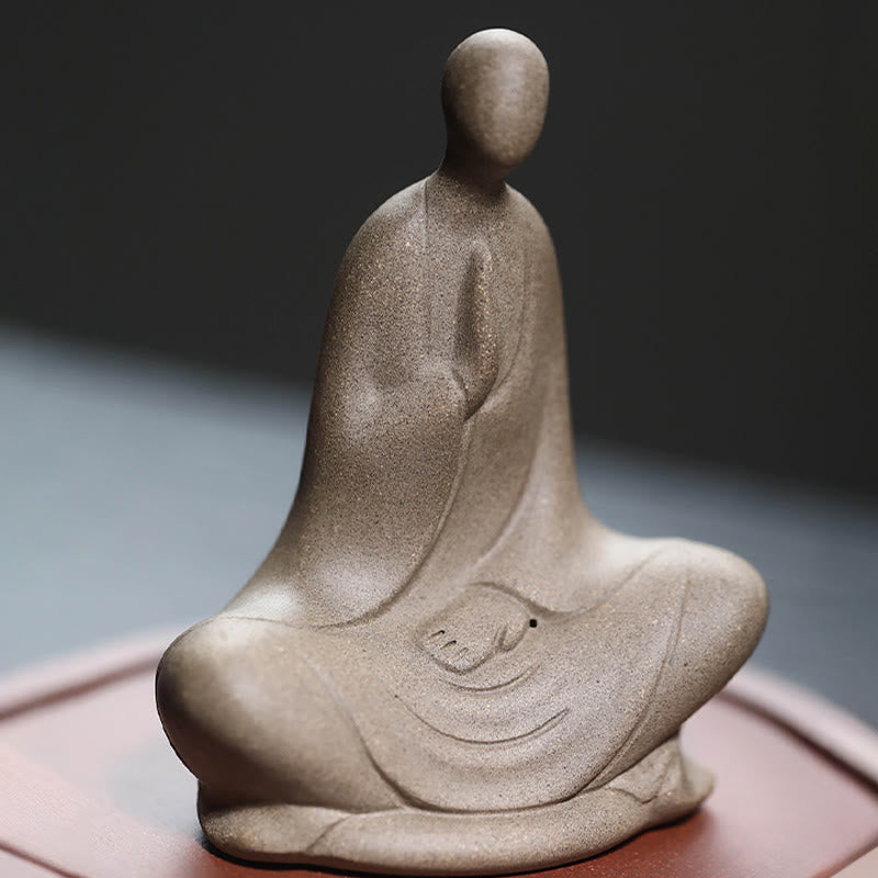 Buddha Stones Formless Buddha Prayering Ceramic Statue Zen Home Decoration 5*2.5*5.3cm - image 1