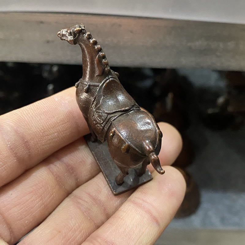 Buddha Stones Ancient Brown Year of the Horse Alloy Home Decoration 5.8*4.7 cm - image 3