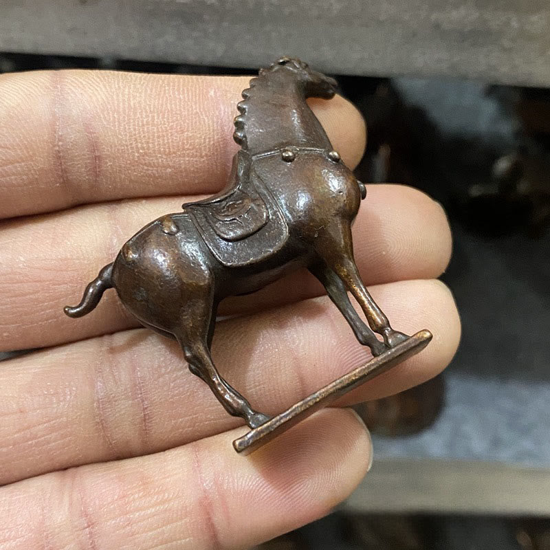 Buddha Stones Ancient Brown Year of the Horse Alloy Home Decoration 5.8*4.7 cm - image 4