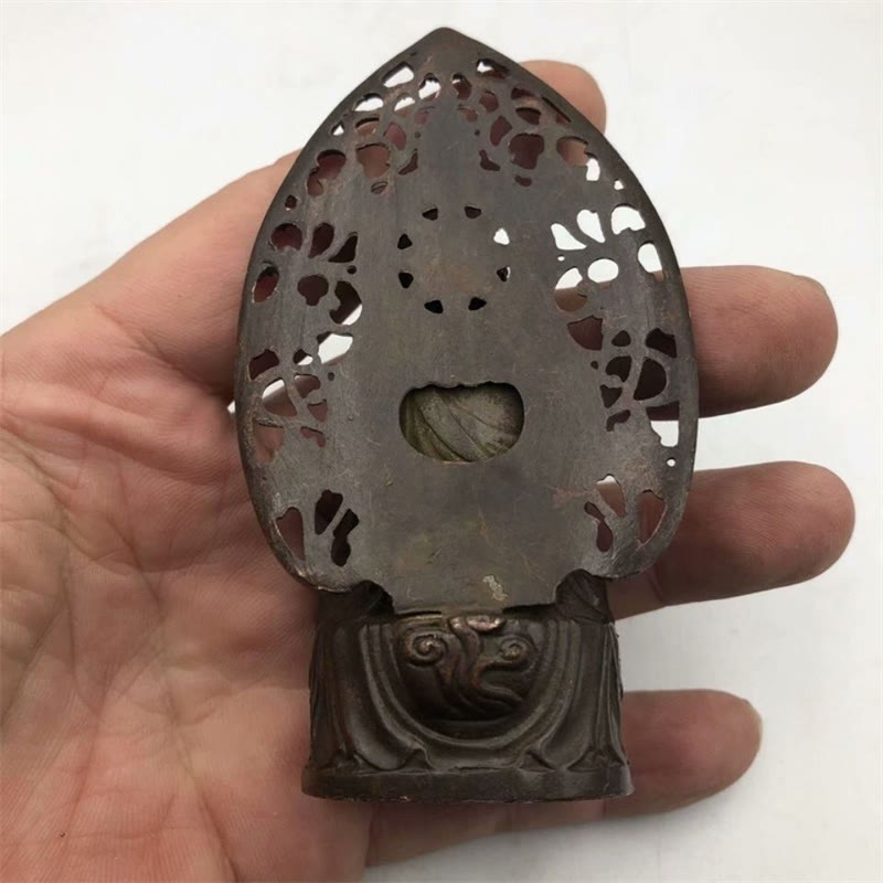 Buddha Stones Tathagata Buddha Alloy Statue Zen Home Decoration 9*4.5 cm - image 3