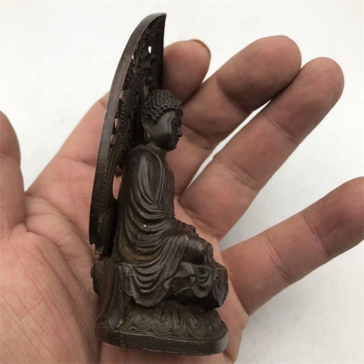 Buddha Stones Tathagata Buddha Alloy Statue Zen Home Decoration 9*4.5 cm - image 1