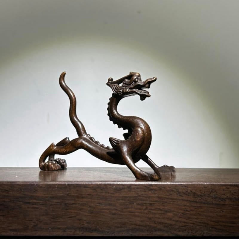 Buddha Stones Mini Dragon Alloy Luck Protection Home Decoration 7.6*2.5*5.4 cm - image 2