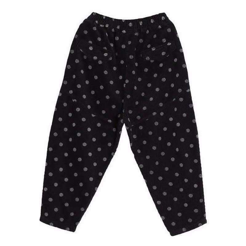 Buddha Stones Women's Fall Commute Printing Dot Pattern Corduroy Harem Pants With Pockets - image 19