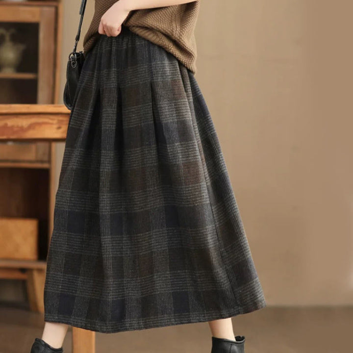 Buddha Stones Women's Winter Plaid Pattern Thermal 7-8 Length Skirt With Pockets - Gray - US6，UK/AU10，EU38 (XL) - image 15