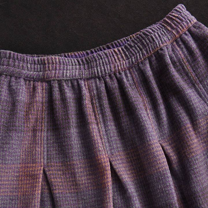 Buddha Stones Women's Winter Plaid Pattern Thermal 7-8 Length Skirt With Pockets - image 7