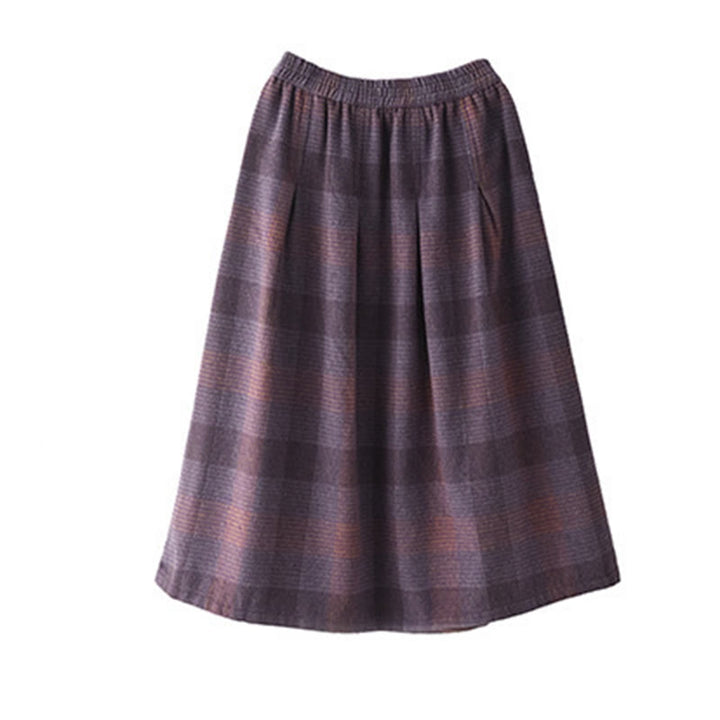 Buddha Stones Women's Winter Plaid Pattern Thermal 7-8 Length Skirt With Pockets - image 13