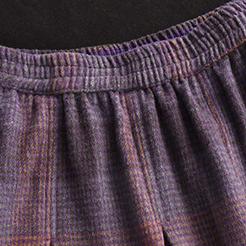 Buddha Stones Women's Winter Plaid Pattern Thermal 7-8 Length Skirt With Pockets - image 6