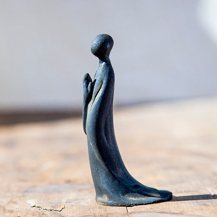 Buddha Stones Handmade Standing Formless Buddha Iron Powder Rust Cast Resin Statue Decoration - image 1