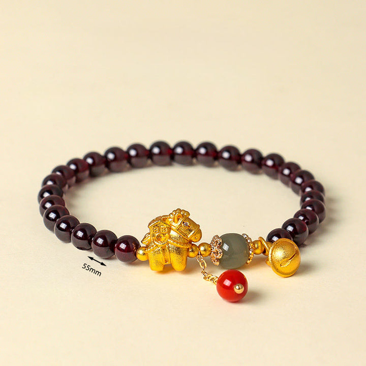 Buddha Stones Year Of The Horse Garnet Fu Character Lucky Fortune Charm Protection Bracelet - image 16
