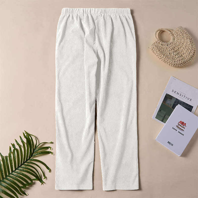 Buddha Stones Women's Commute Pure Color Corduroy Pants With Pockets - image 11