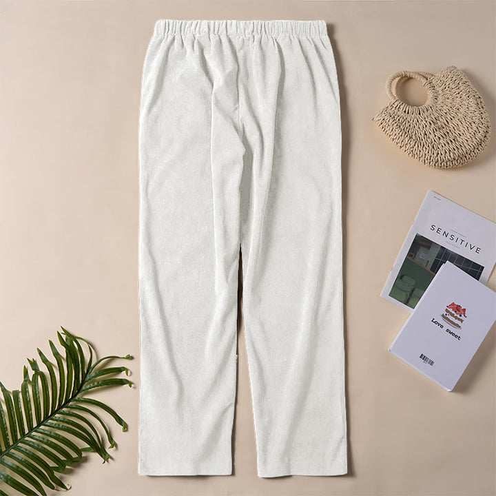 Buddha Stones Women's Commute Pure Color Corduroy Pants With Pockets - image 11