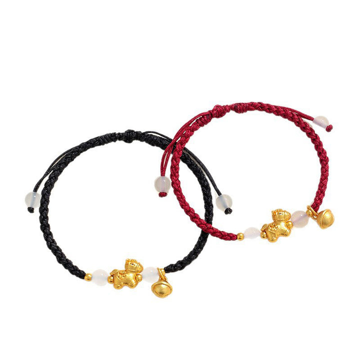 Buddha Stones Year Of The Horse Red String White Agate Connection Braided Bracelet - image 14