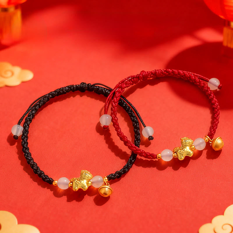 Buddha Stones Year Of The Horse Red String White Agate Connection Braided Bracelet - image 13