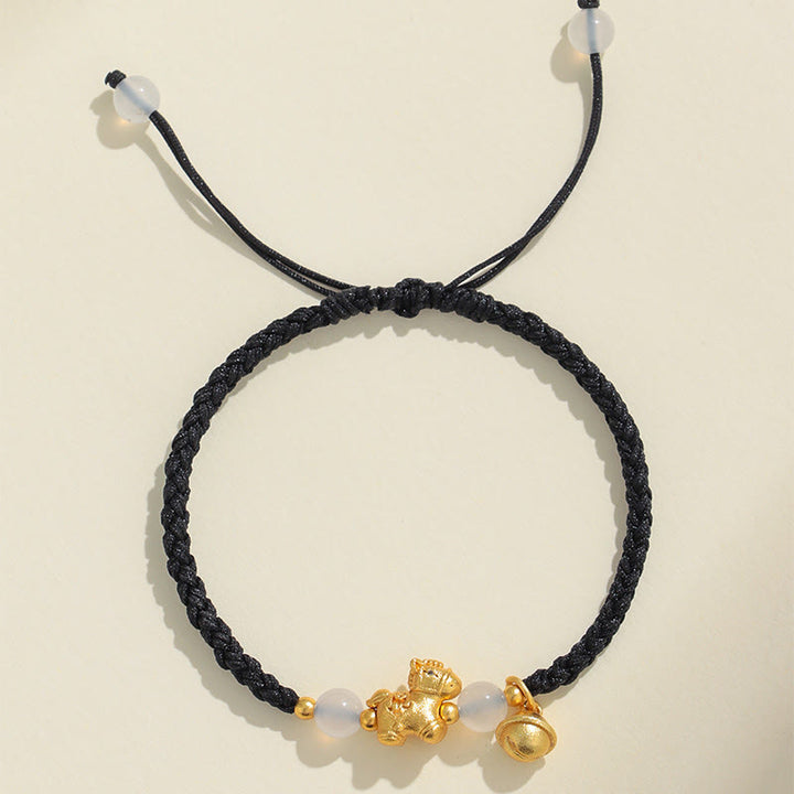 Buddha Stones Year Of The Horse Red String White Agate Connection Braided Bracelet - image 9