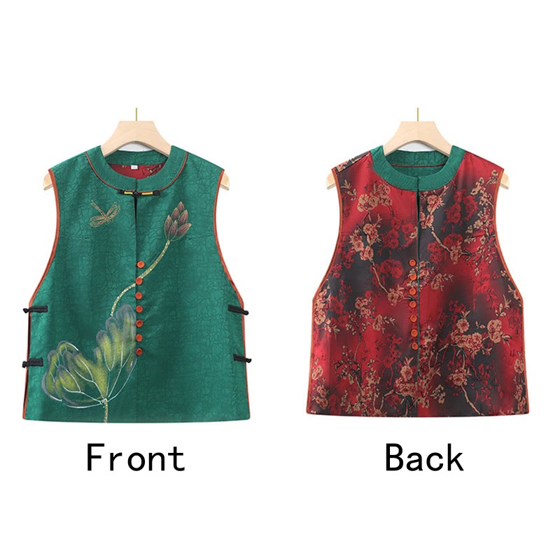 Buddha Stones Vintage Embroidery Jacquard Weave Flower Pattern Vest - image 12