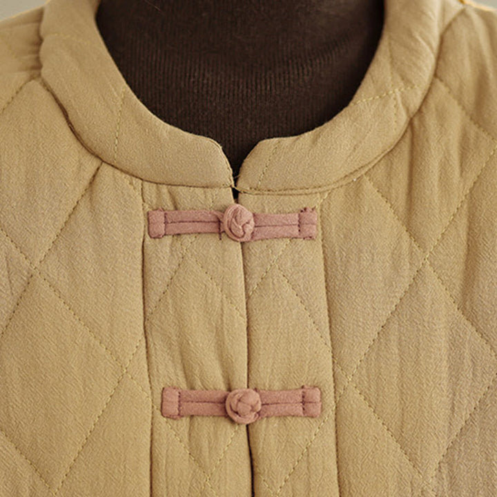 Buddha Stones Women's Plain Cotton-padded Tai Chi Zen Long Sleeve Jacket With Pockets - image 12