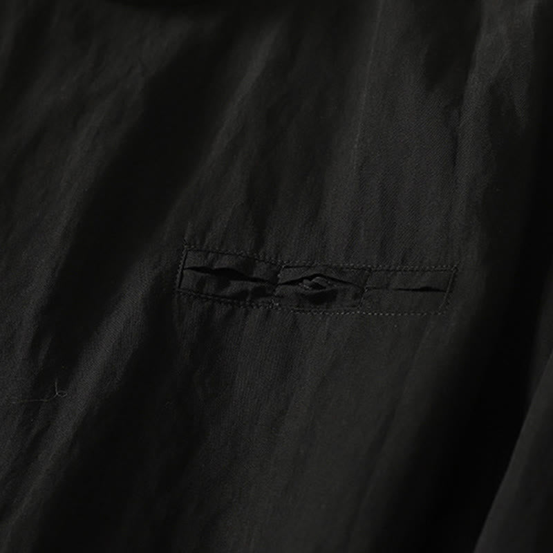 Buddha Stones Fall Stand Collar Chinese Frog-Button Simple Design Long Sleeve Women's Cotton Shirt - image 13