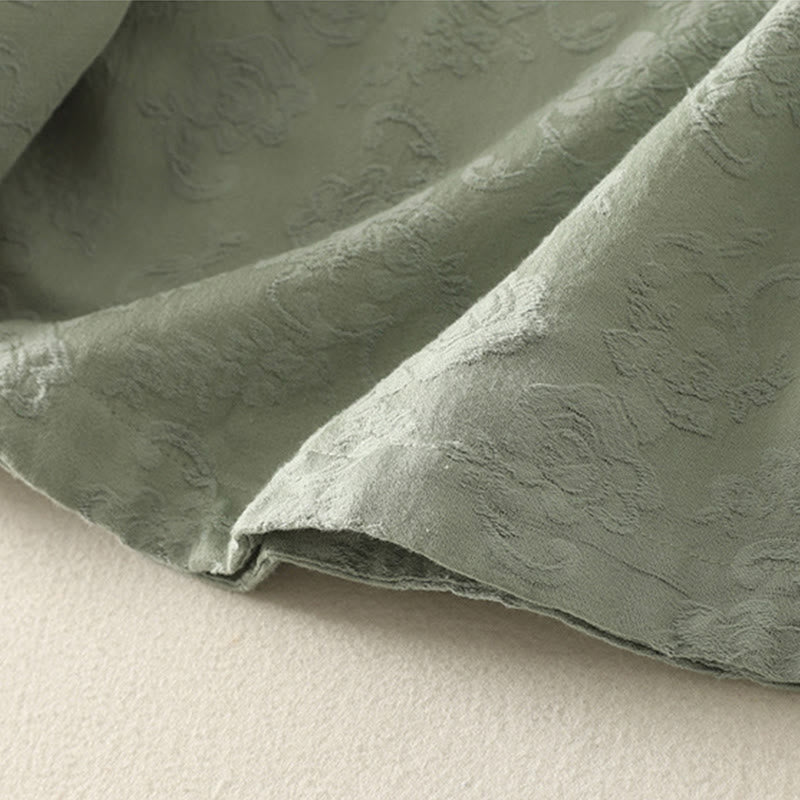 Buddha Stones Spring Plain Jacquard Design Women's Cotton Zen Long Sleeve Shirt - image 4