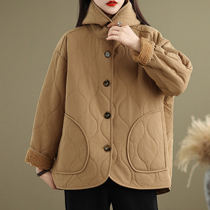 Buddha Stones Women's Plain Long Sleeve Hoodie Design Cotton hermal Fleece-Lined Jacket With Pockets - image 3