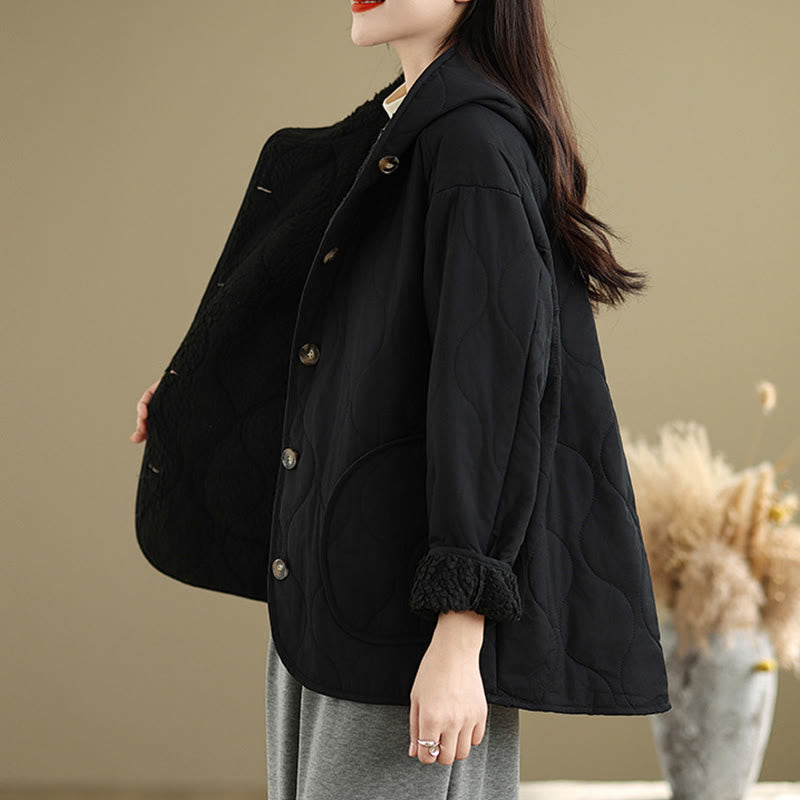 Buddha Stones Women's Plain Long Sleeve Hoodie Design Cotton hermal Fleece-Lined Jacket With Pockets - image 14