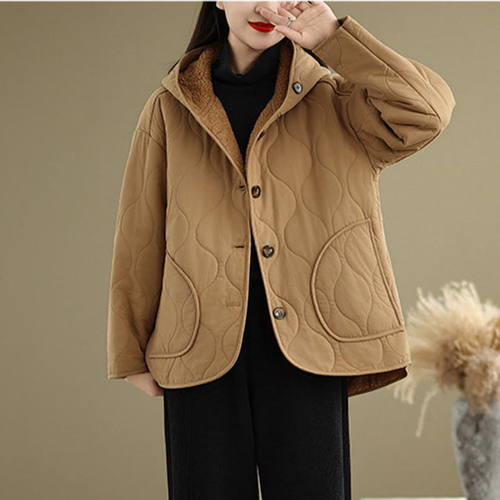 Buddha Stones Women's Plain Long Sleeve Hoodie Design Cotton hermal Fleece-Lined Jacket With Pockets - image 4