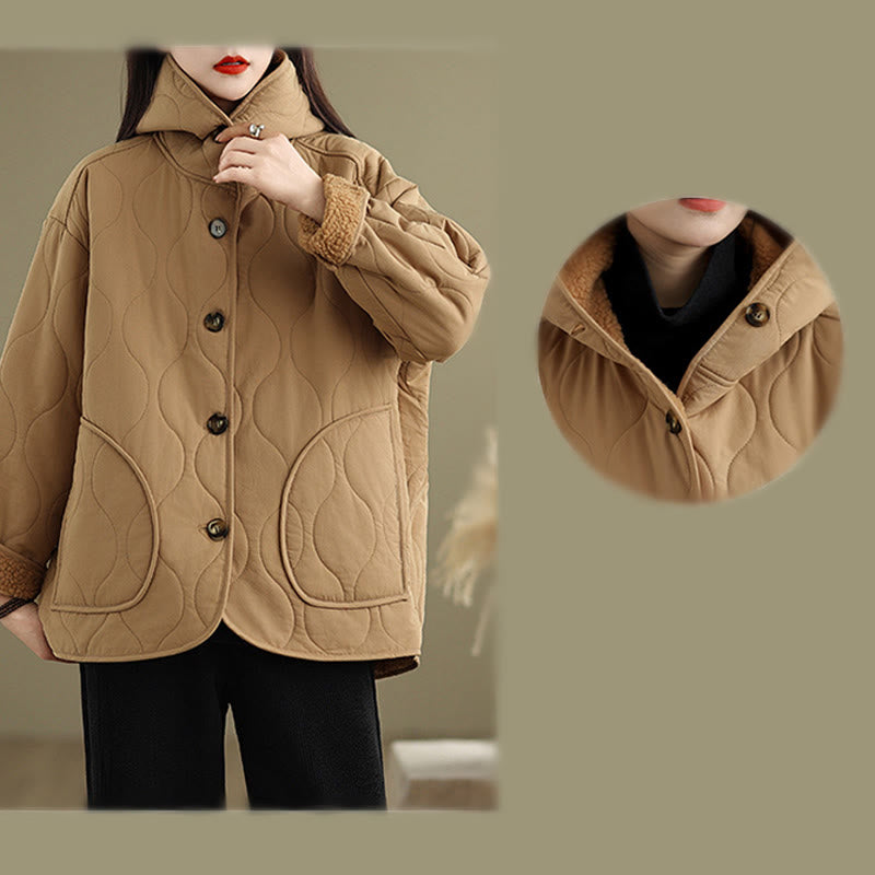 Buddha Stones Women's Plain Long Sleeve Hoodie Design Cotton hermal Fleece-Lined Jacket With Pockets - image 9