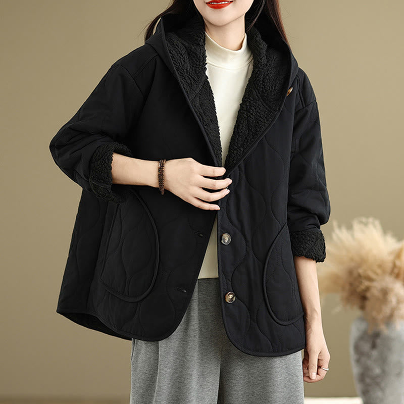 Buddha Stones Women's Plain Long Sleeve Hoodie Design Cotton hermal Fleece-Lined Jacket With Pockets - image 15