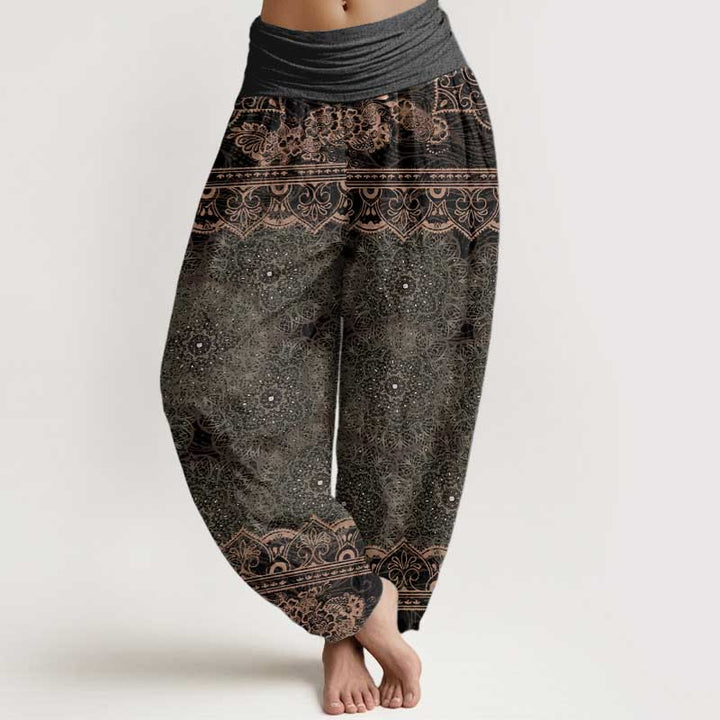 Buddha Stones Pure Cotton Elegant Mandala Flowers Design Women's Elastic Waist Harem Pants - OliveDrab - US22，UK/AU26，EU54 (6XL) - image 9