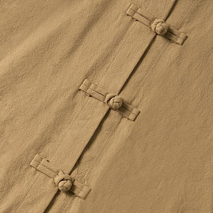 Buddha Stones Ethnic Frog-Button Long Sleeve Stand Collar Women's Cotton Shirt With Pockets - image 4