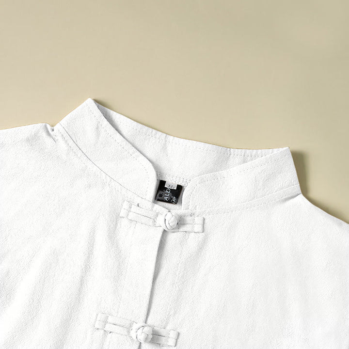 Buddha Stones Ethnic Frog-Button Long Sleeve Stand Collar Women's Cotton Shirt With Pockets - image 10