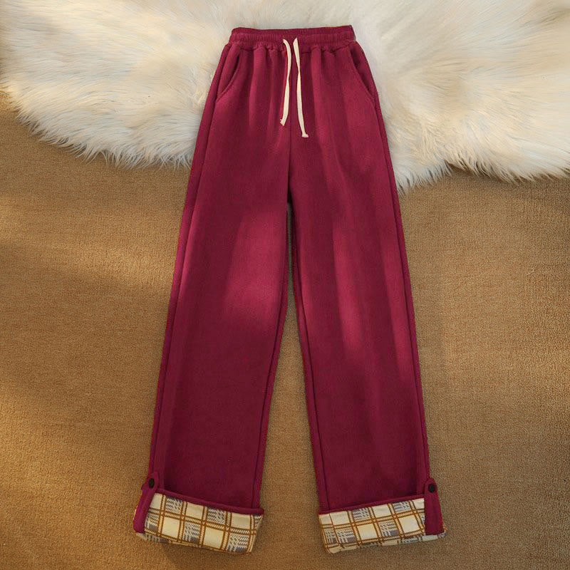 Buddha Stones Women's Patchwork Cotton Corduroy Fleece-Lined Wide Leg Pants With Pockets - image 29