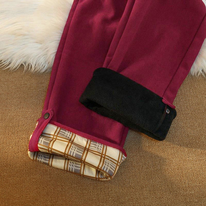 Buddha Stones Women's Patchwork Cotton Corduroy Fleece-Lined Wide Leg Pants With Pockets - image 33