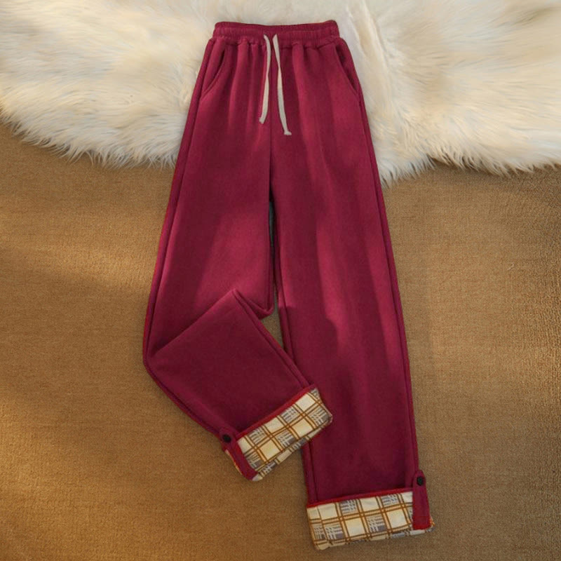 Buddha Stones Women's Patchwork Cotton Corduroy Fleece-Lined Wide Leg Pants With Pockets - image 27