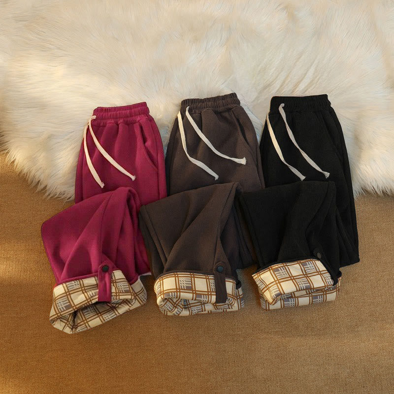 Buddha Stones Women's Patchwork Cotton Corduroy Fleece-Lined Wide Leg Pants With Pockets - image 40