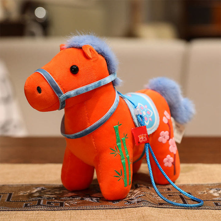 Buddha Stones Year of the Horse Bamboo Dragon Lotus Phoenix Plush Doll Home Decoration - Orange Bamboo Horse - 20*9.5*16cm - image 10